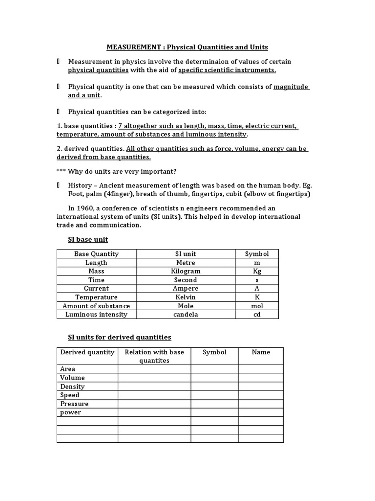 Understanding Physical Quantities and Units | PDF | International ...