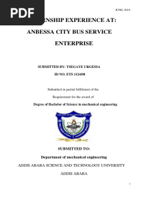 Internship Experience At: Anbessa City Bus Service Enterprise