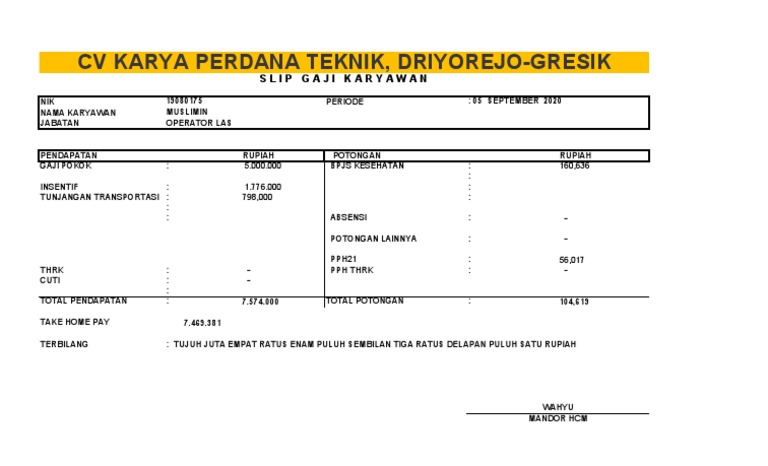 Fake Slip Gaji Salinan