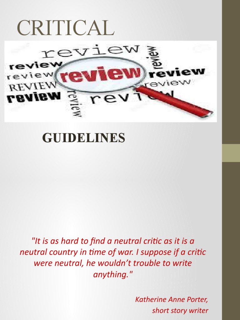 Critical Review Guidelines Explained | PDF | Evaluation | Cognition