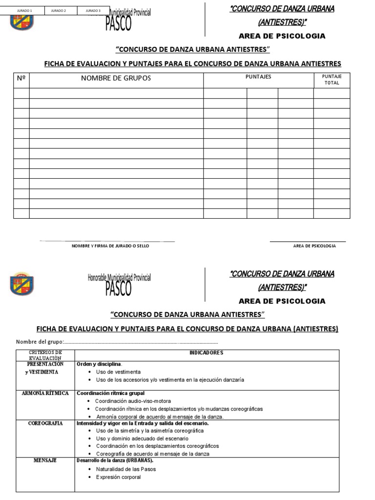 Formato de Calificación para Concurso de Baile | PDF