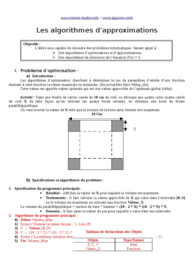 Algorithmes d'Optimisation et d'Approximation | PDF | Fonction ...