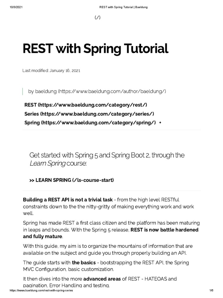 REST With Spring Tutorial Baeldung PDF Representational State