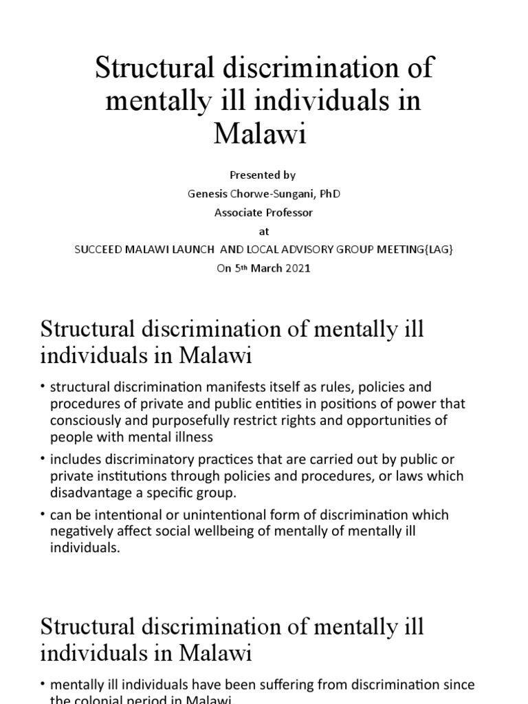 Structural Discrimination of Mentally Ill Individuals in Malawi | PDF ...