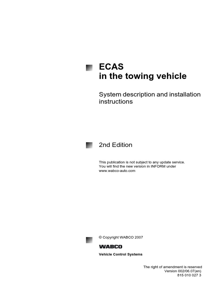 Ecas in The Towing Vehicle: System Description and Installation ...