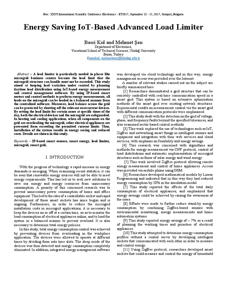 IoT-Based Load Limiter for Energy Savings | PDF | Distributed ...