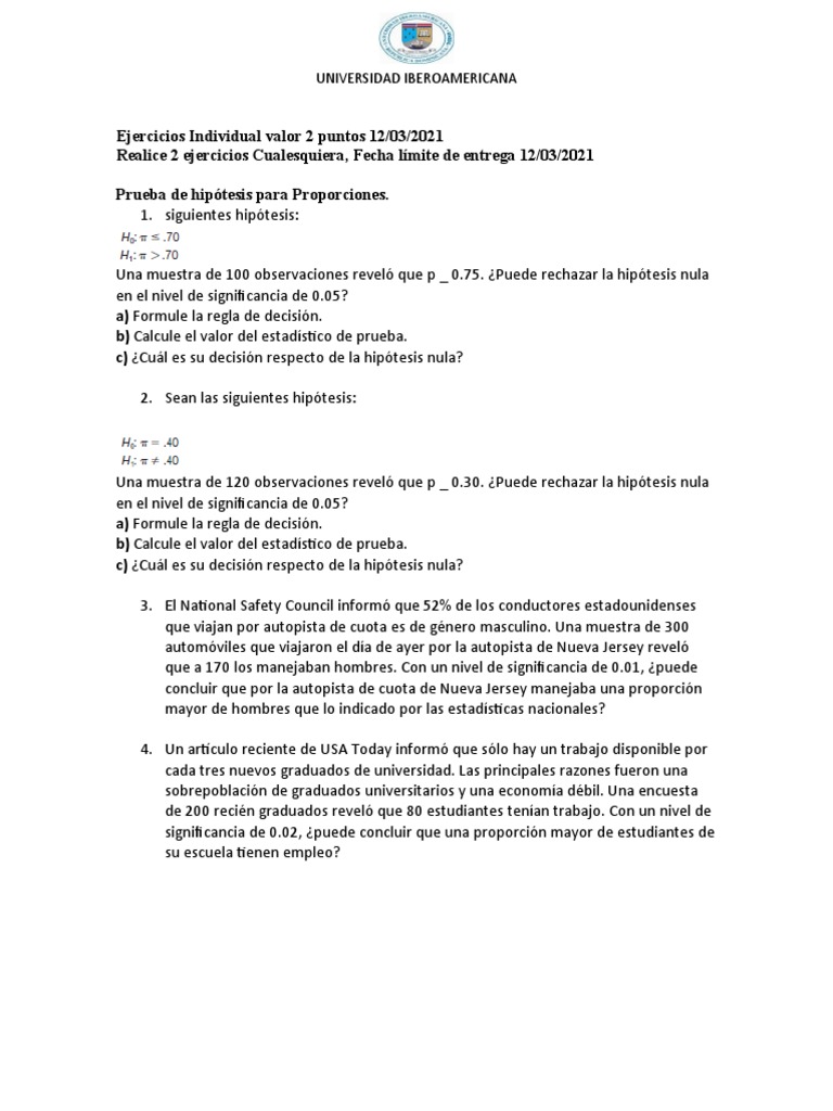 Practica II Prueba de Hipotesis | PDF | Prueba de hipótesis ...