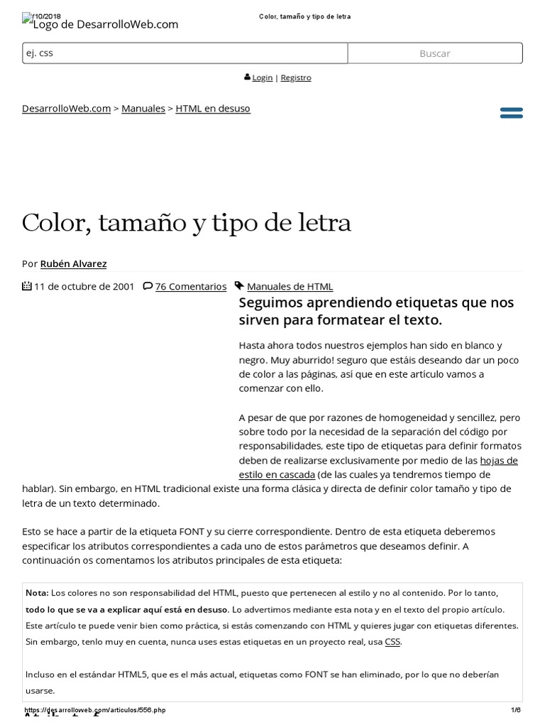Etiquetas HTML Obsoletas: FONT y Estilos | PDF | HTML | Desarrollo web