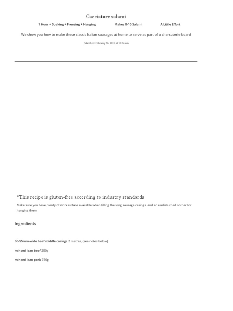 Cacciatore Salami Recipe Olivemagazine PDF Sausage Food And