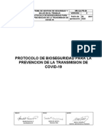 MS-CA-PR-36 PROTOCOLO DE BIOSEGURIDAD PARA LA PREVENCION DE LA TRANSMISION DE COVID-19