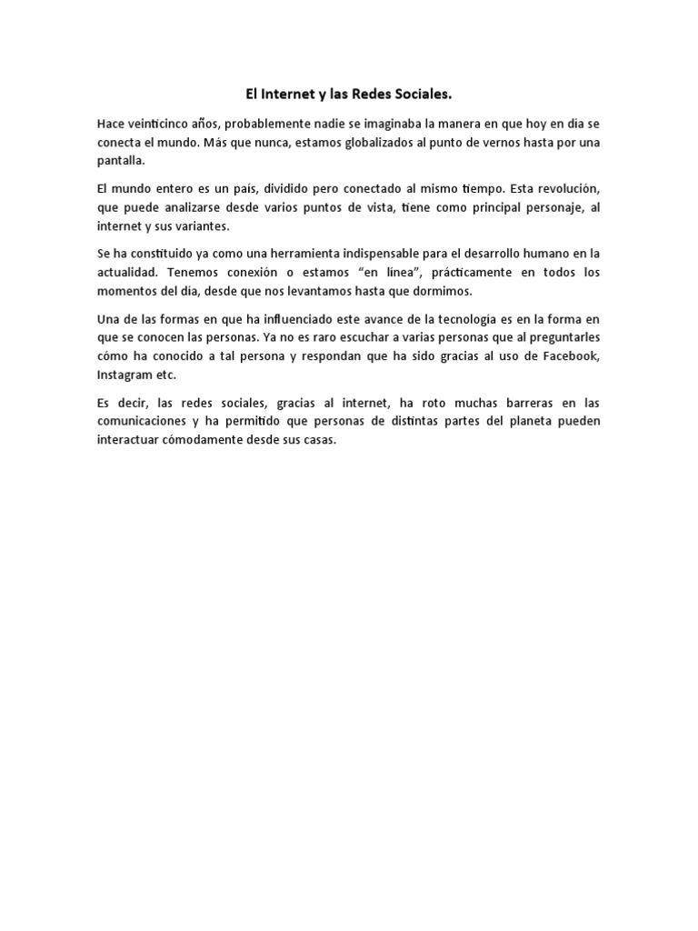 El Internet y Las Redes Sociales | PDF | Salud y bienestar | Estilo de vida