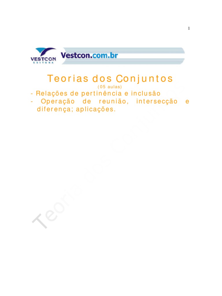 Teoria dos Conjuntos: Fundamentos e Operações | PDF | Conjunto ...