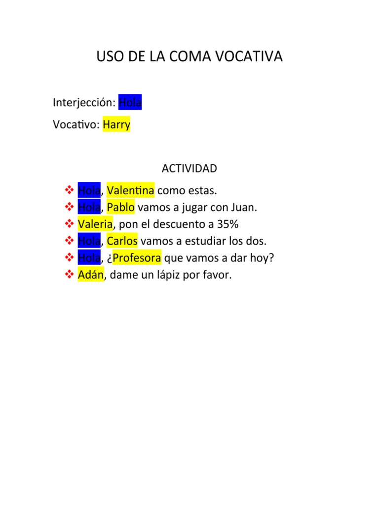 Uso de La Coma Vocativa | PDF