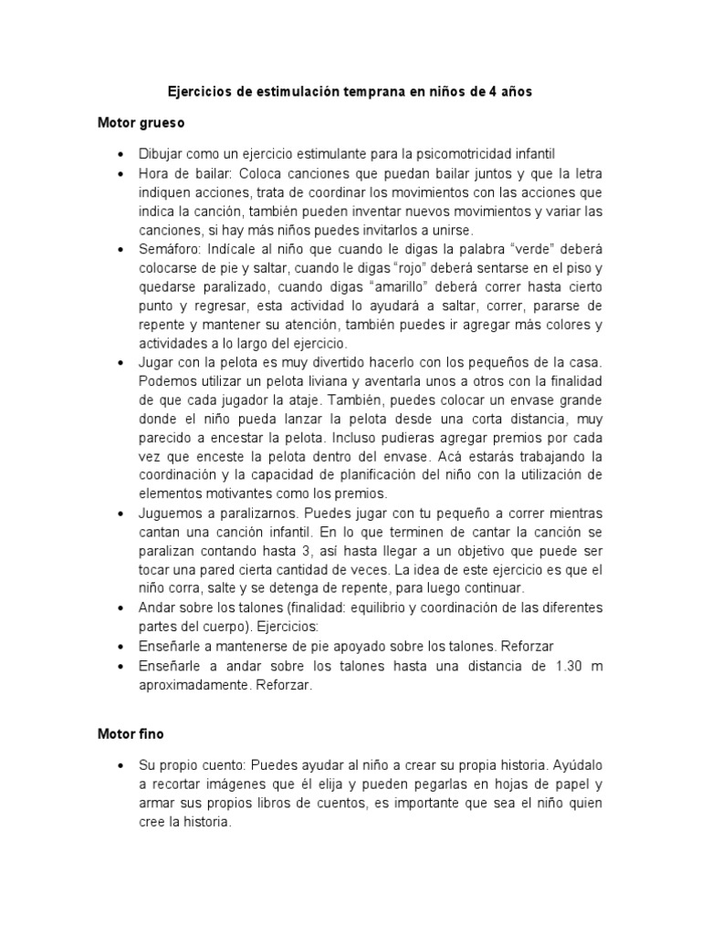 Ejercicios de Estimulación para Niños de 4 Años | PDF | Aquisición de ...