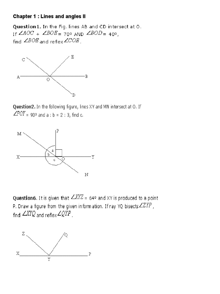 Chapter 1 - Lines and Angles | PDF