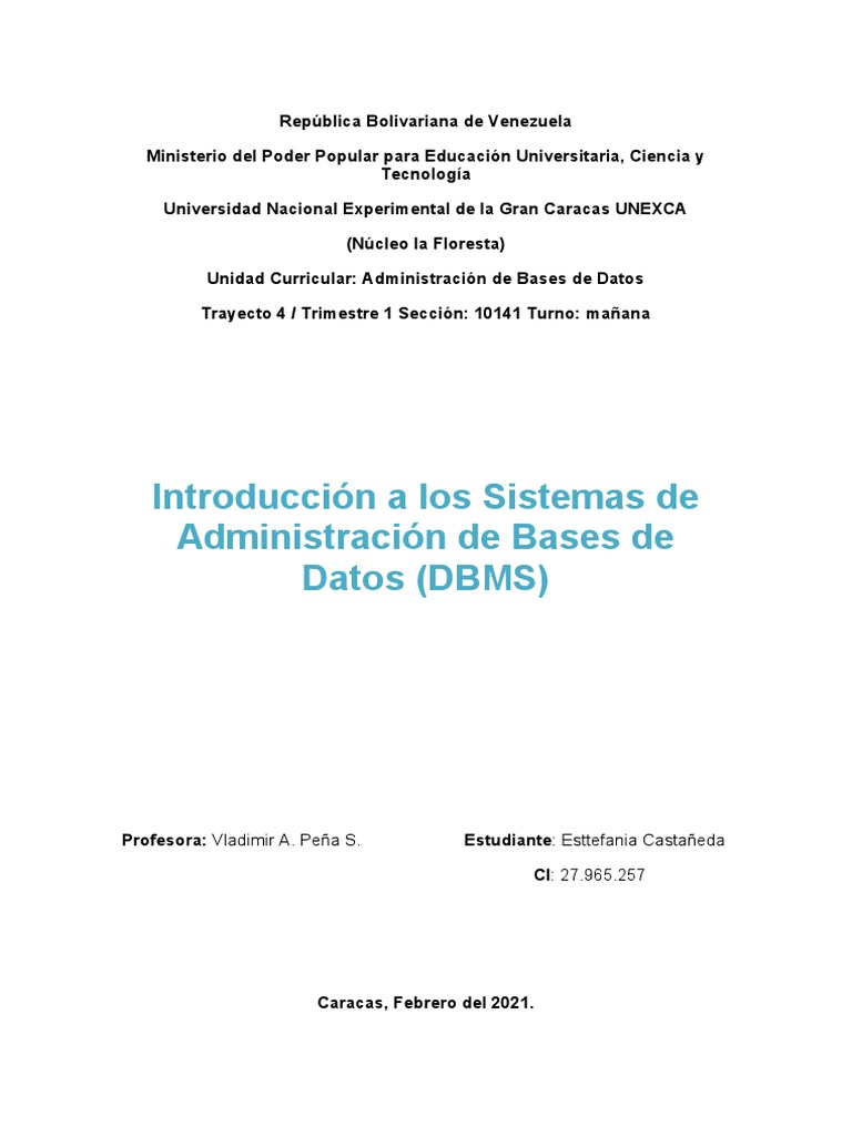 Introducción a DBMS y sus propiedades | PDF | Bases de datos | Servidor ...