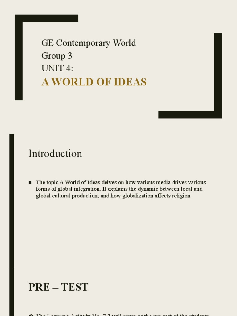 GE Contemporary World Group 3 Unit 4:: A World of Ideas | PDF ...
