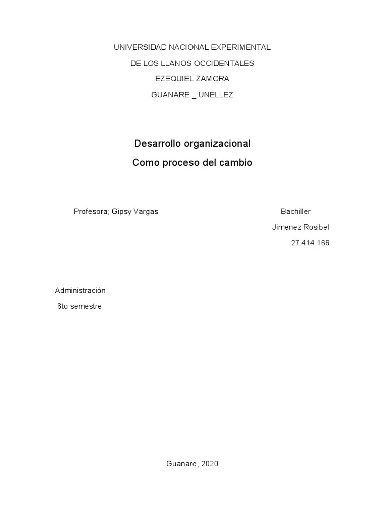 El Desarrollo Organizacional Como Proceso de Cambio | PDF | Desarrollo ...