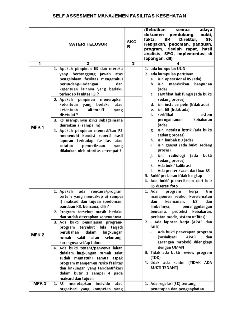 Self Assesment MFK Fix | PDF