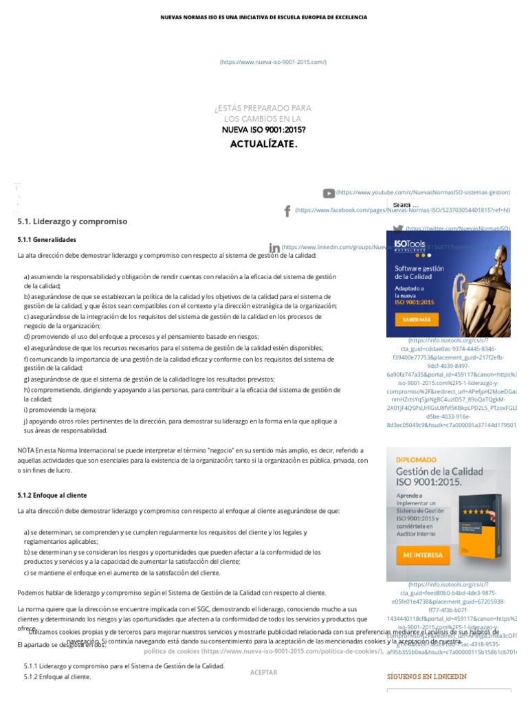 Liderazgo y Compromiso en ISO 9001:2015 | PDF | Gestión de la calidad ...