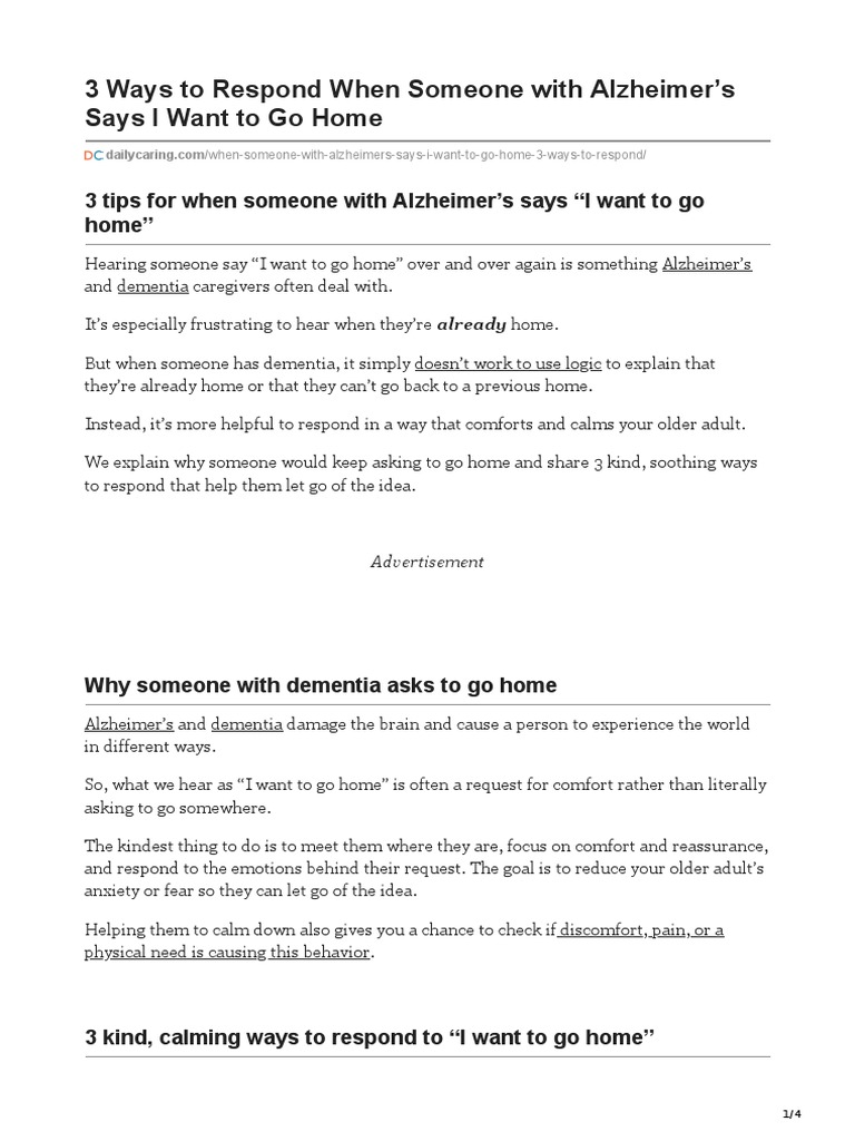 3 Ways To Respond When Someone With Alzheimers Says I Want To Go Home