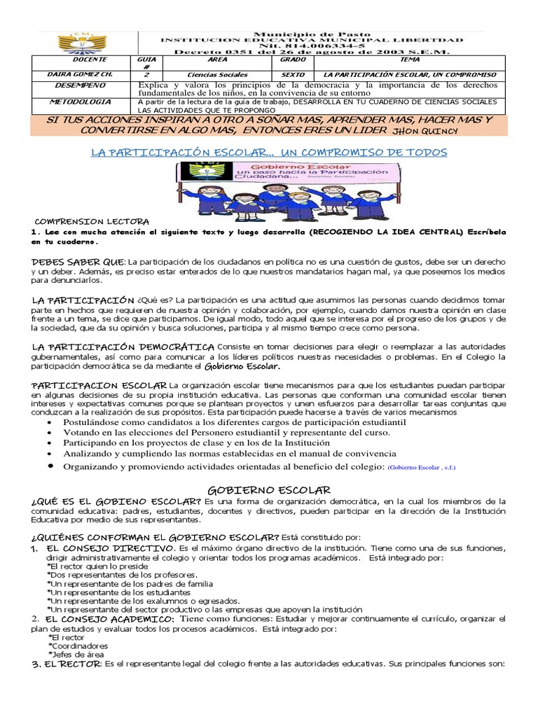 Participación Escolar: Actitudes y Mecanismos | PDF | Participación ...