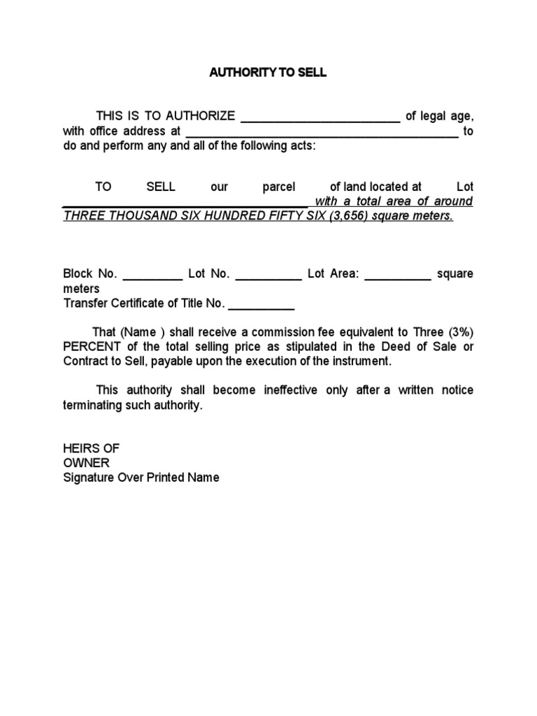Authority To Sell - Scribd | PDF | Finance & Money Management | Law