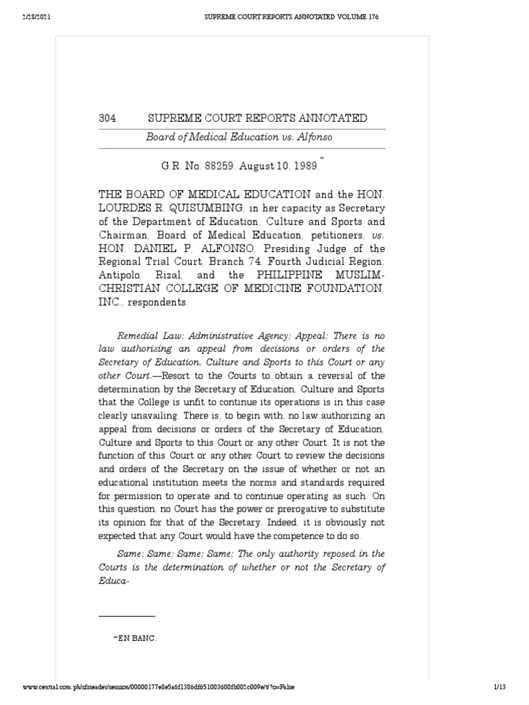 Board of Medical Education vs. Alfonso PDF Injunction Judgment (Law)