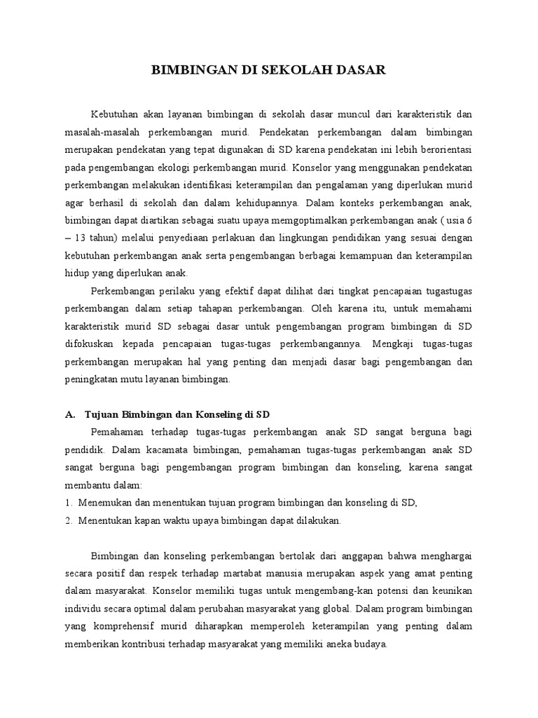 Bimbingan di Sekolah Dasar | PDF | Karier & Perkembangan