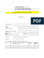 Application Form For Mses: Name of The Bank