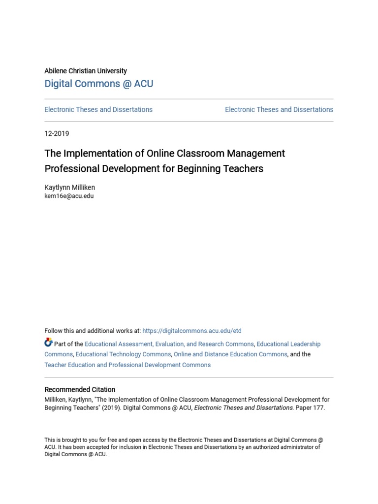 The Implementation of Online Classroom Management Professional D | PDF ...