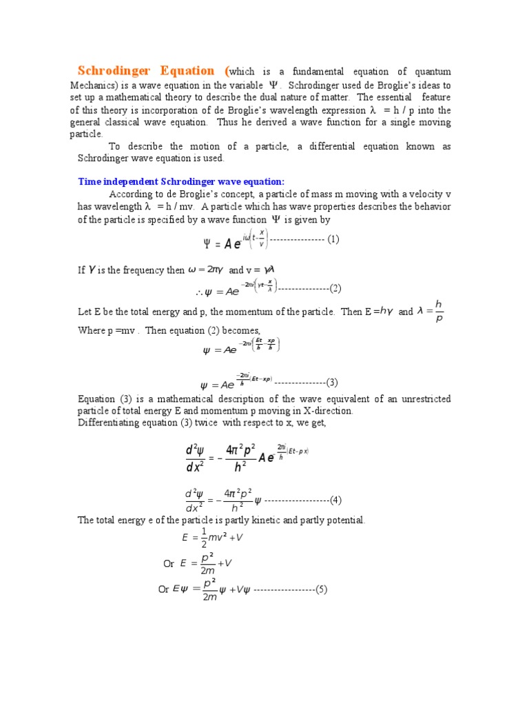 Wave Equation Schrodinger Equation Waves