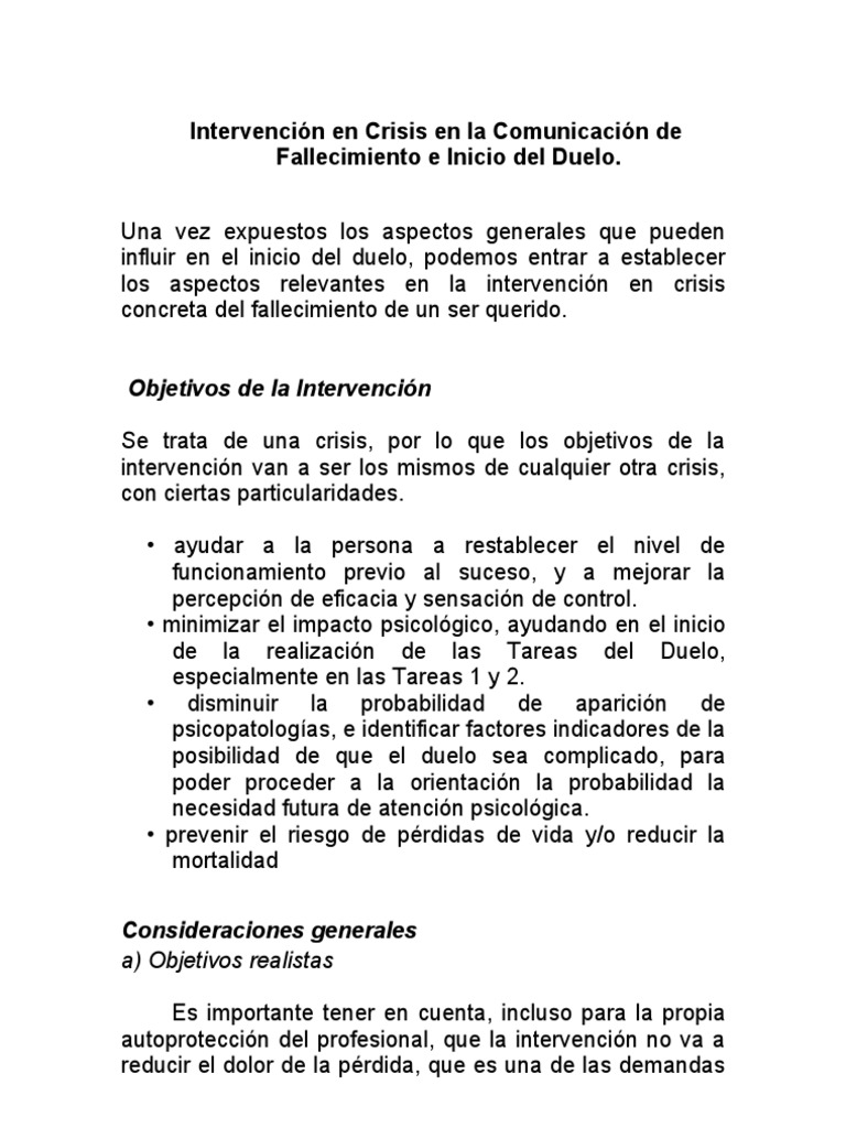 Intervención en Crisis en El Manejo Del Duelo | PDF | Dolor | Las emociones