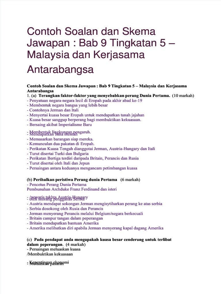 Contoh Soalan Dan Skema Jawapan: Bab 9 Tingkatan 5 Malaysia 