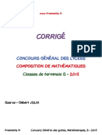 Concours General Mathematiques 2015 Corrige