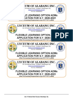 Lyceum of Alabang Inc.: Flexible Learning Option Adms APPLICATION FOR S.Y. 2020-2021