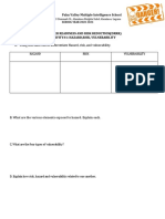 Using This Table Below Differentiate Hazard, Risk, and Vulnerability