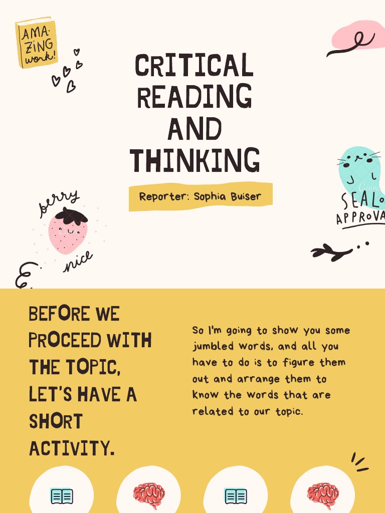 Critical Reading and Thinking Skills | PDF | Writers | Cognition