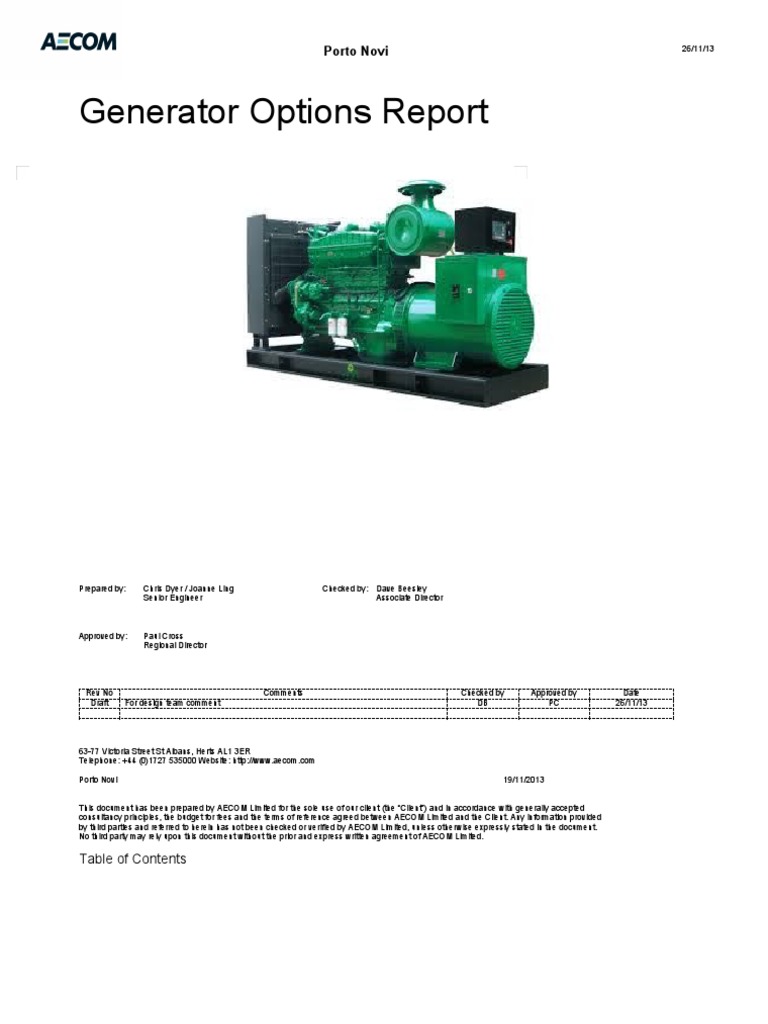 Porto Novi Generator Options Report | PDF | Electrical Substation ...
