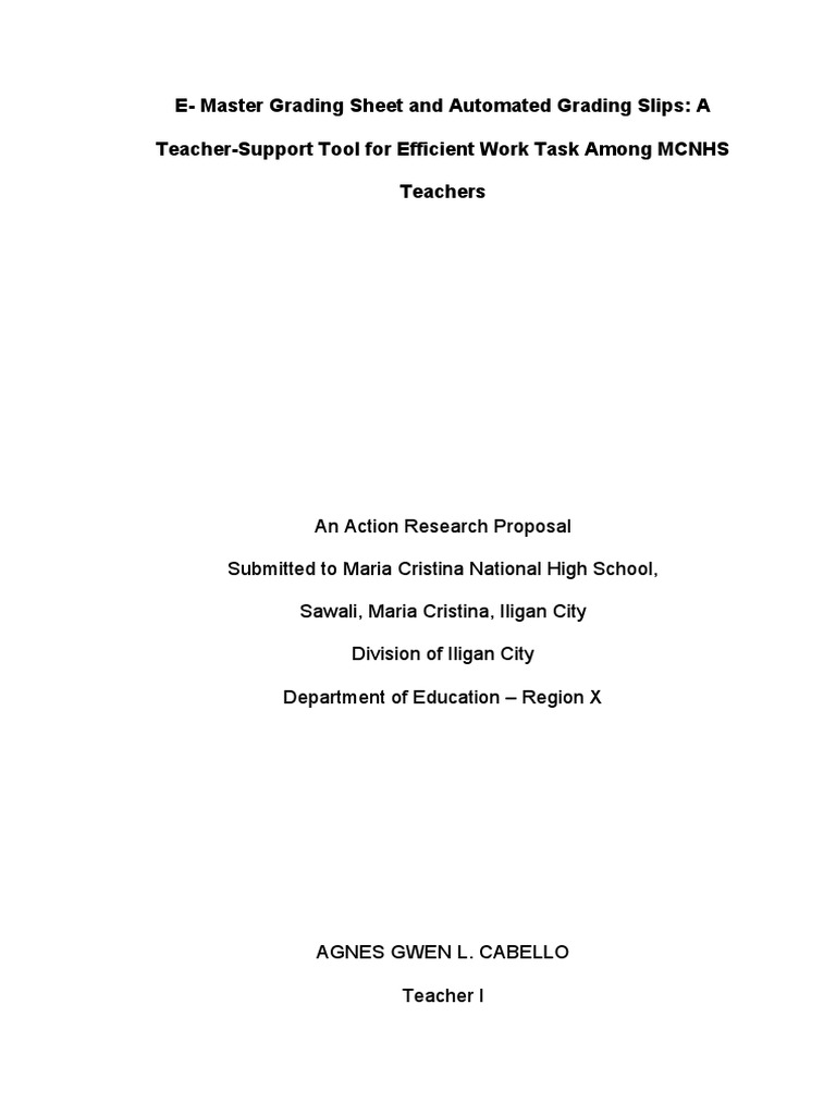 E-Master Grading Sheet and Automated Grading Slips: A Teacher-Support ...