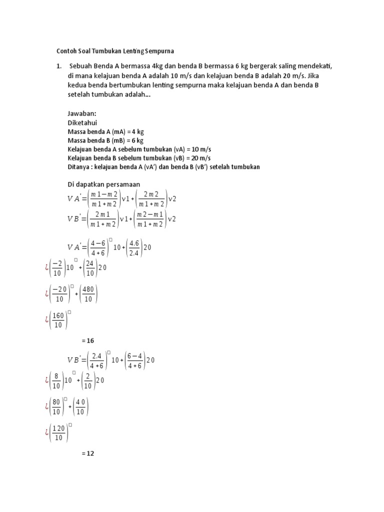 Contoh Soal Tumbukan