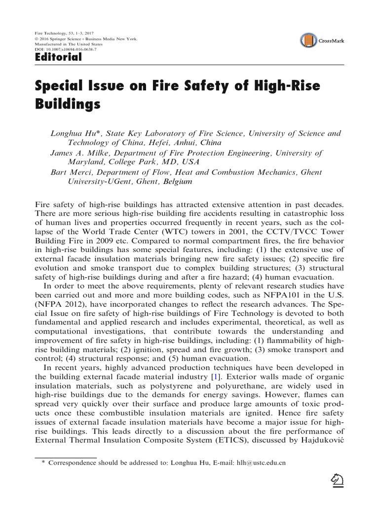 Special Issue on Fire Safety of HighRise Buildings An Introduction to