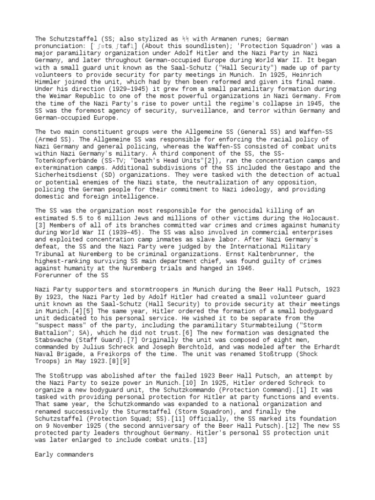 History of the SS in Nazi Germany | PDF | Schutzstaffel | Gestapo