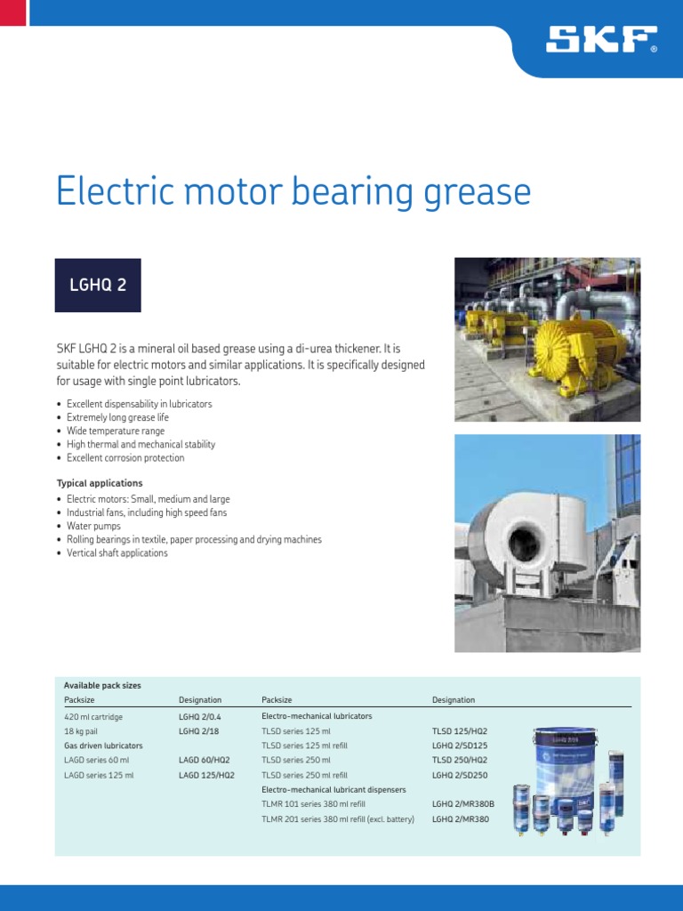 Electric Motor Bearing Grease LGHQ 2 PDF Chemical Substances