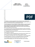 NMAT Verbal Ability Answer Key RC