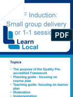 PQF Induction: Small Group Delivery or 1-1 Session
