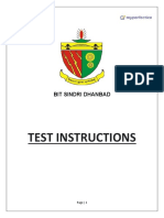 Test Instructions: Bit Sindri Dhanbad