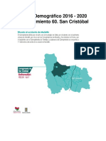 Perfil Demográfico 2016 - 2020 Corregimiento 60 - San Cristobal