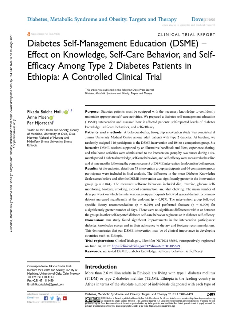 Dmso 223123 Diabetes Self Management Education Dsme Ndash Effect On PDF Health Care Health