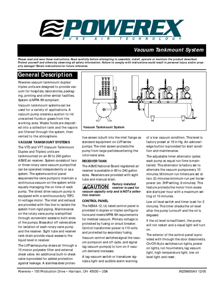 Powerex Bombas de Vacio Vane Montado en Tanque Manual Download Free